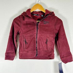 Reebok Boys Maroon Polar Fleece Zip Jacket Hooded Insulated Child Size 5/6 NWT